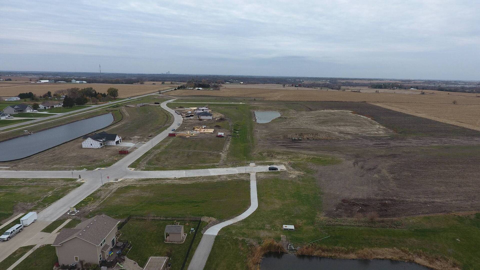 An aerial view of the Huber Grading project at Brookhaven Estates.
